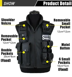 Multi Pockets Tactical Vest Hunting Outdoor Waistcaot Training CS Game Waist Coat Paintball Modular Security Guard SWAT Vests