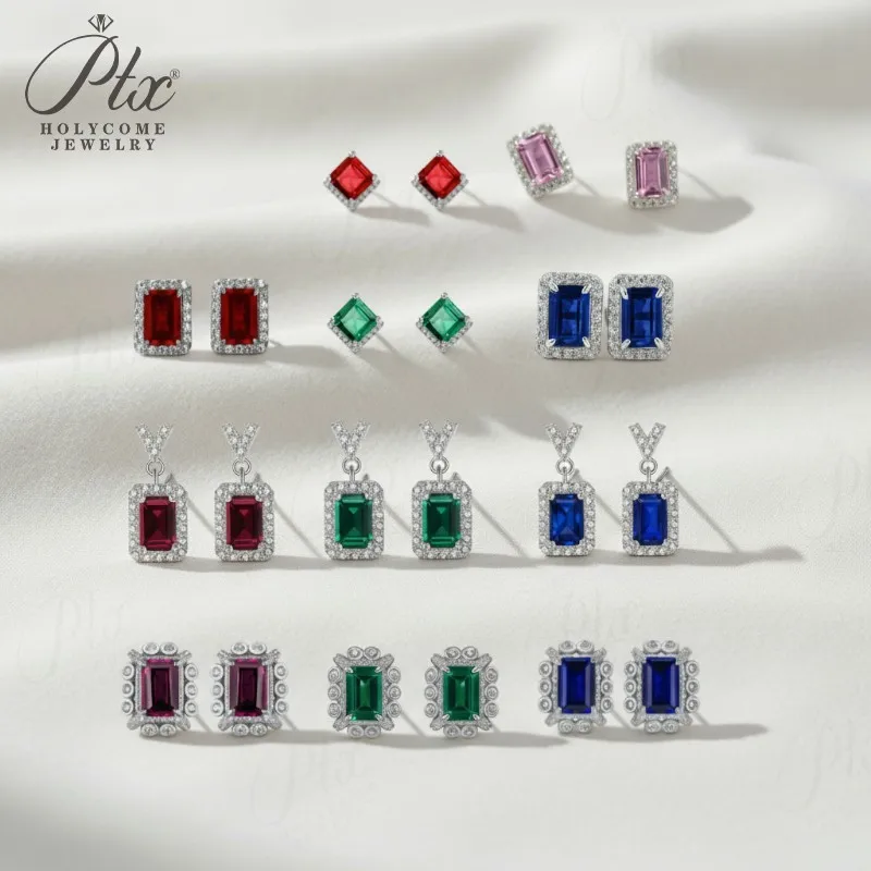 

Квадратные серьги с изумрудом или огранкой принцессы диаметром 1-2,5 карата, выращенные в лаборатории драгоценный камень S925, серьги-гвоздики для женщин, классические украшения, подарок на вечеринку