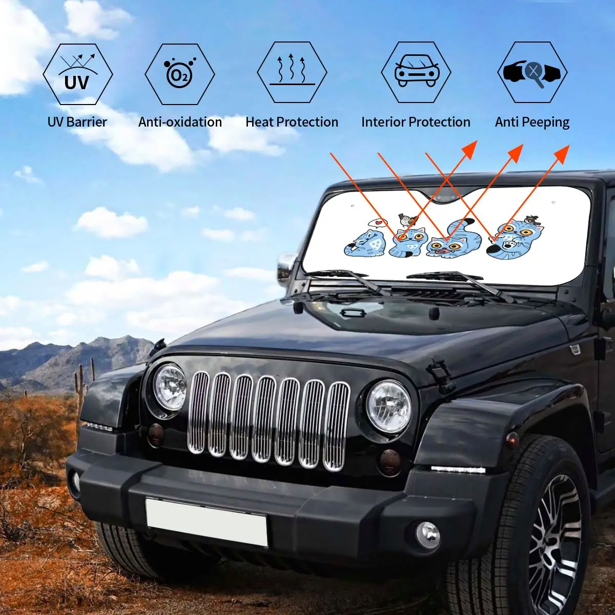 KPop شيطان الصيادين ديربي النمر الجدة الزجاج الأمامي ظلة 76x140 سنتيمتر رقائق الشمس قناع الستائر