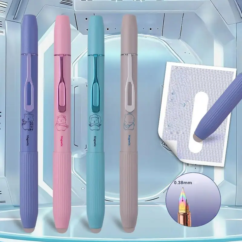 

1Pcs 0.38mm Retro Metal Magnetic Fountain Pen Dual Tip Student Pen Morandi Color with Large EF Nib for Writing and Calligraphy