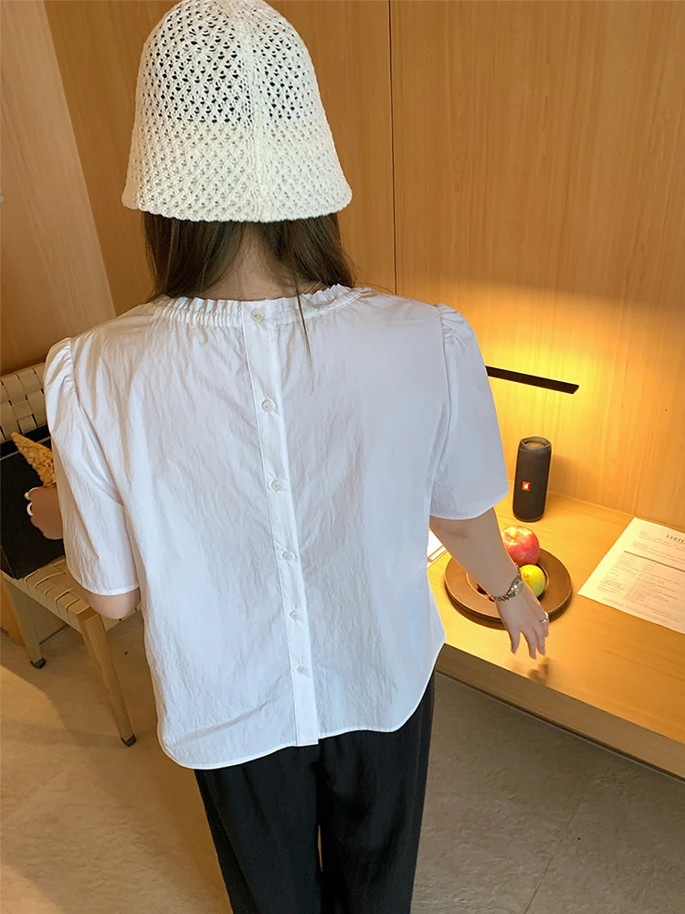 

Футболка NAZ больших размеров из смесового хлопка, белая, модная, в корейском стиле, летняя, с коротким рукавом, универсальная, повседневная, свободного кроя, женская.