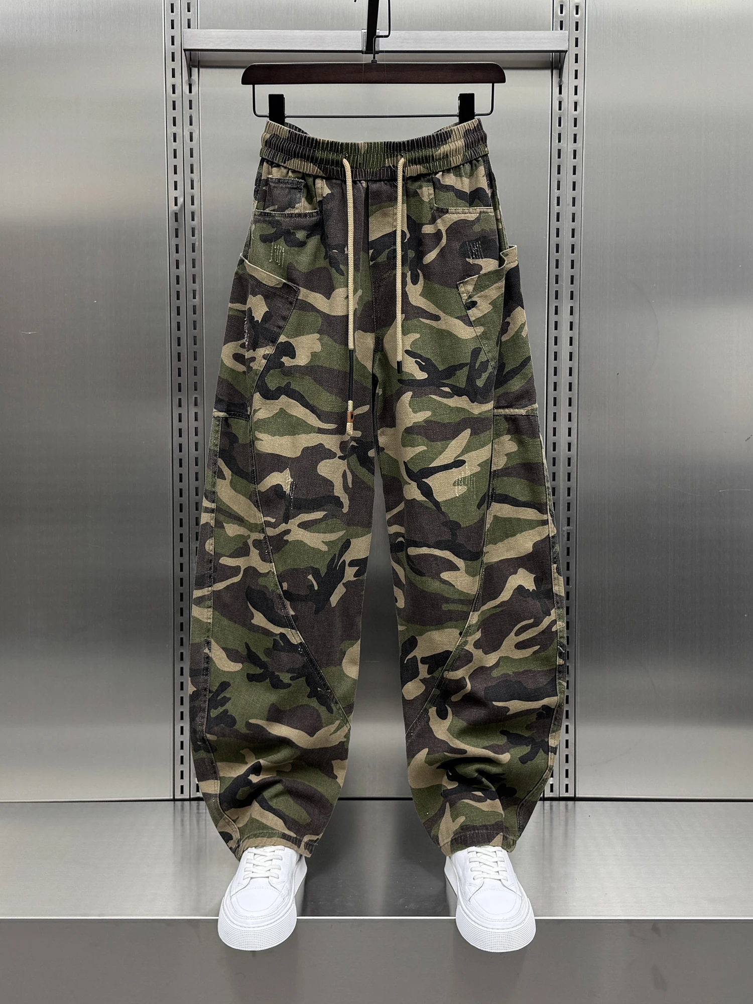 

Мужские рабочие брюки American Sle в камуфляжном стиле, свободные, с широкими штанинами, весенние, новые, винтажный дизайн, крутые повседневные брюки Haome
