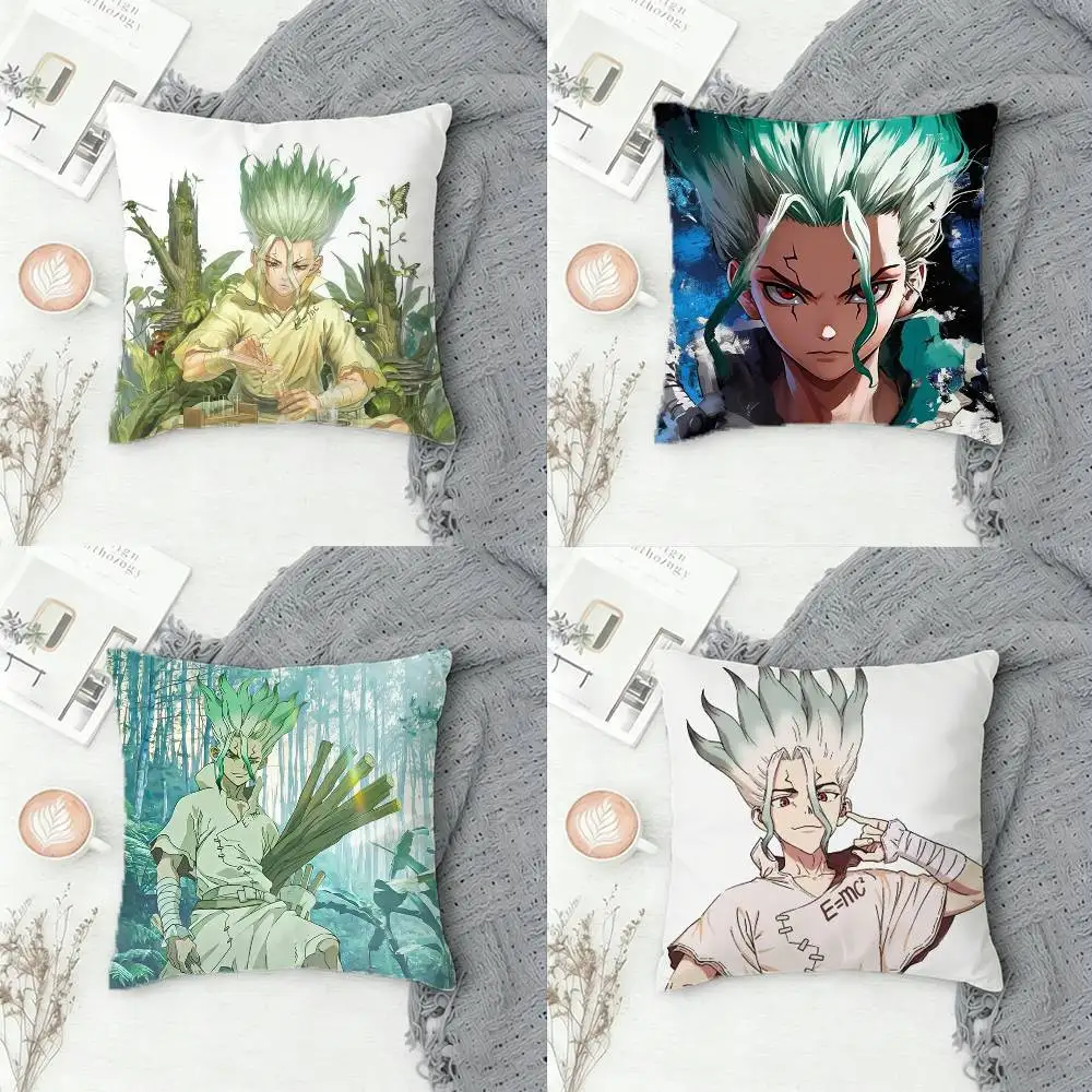 

D-Dr. Stone Double-sided Printed Square Pillow Cover Decorative Cushion Cover for Sofa Bedroom Bedside