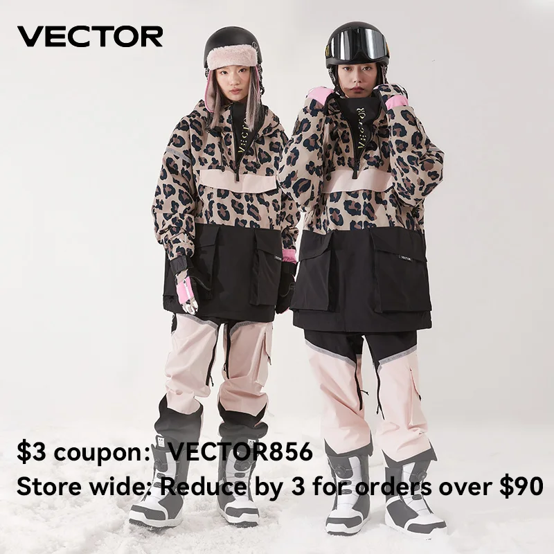 VECTOR-ropa de esquí para mujer y hombre, suéter con capucha, ropa de esquí de tendencia reflectante, equipo de esquí grueso y impermeable, traje de