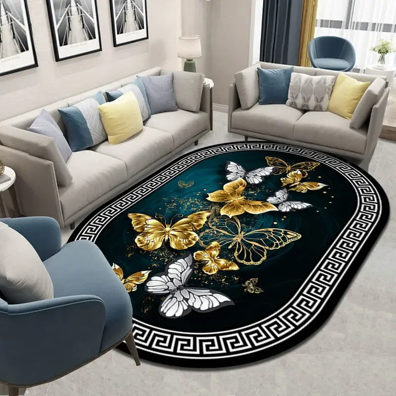 Retro Ethnic Style Study Cloakroom Carpet Oval Balcony Bathroom Porch Entry Carpets Home Children\'s Room Bay Window Non-slip Rug