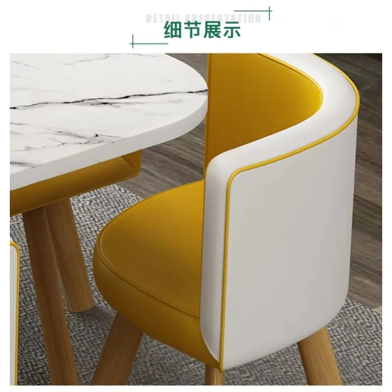 고급 원목 모던 풀우드 대리석 식탁 세트 6인용 테이블 및 의자, 거실/레스토랑 가구 세트 의자