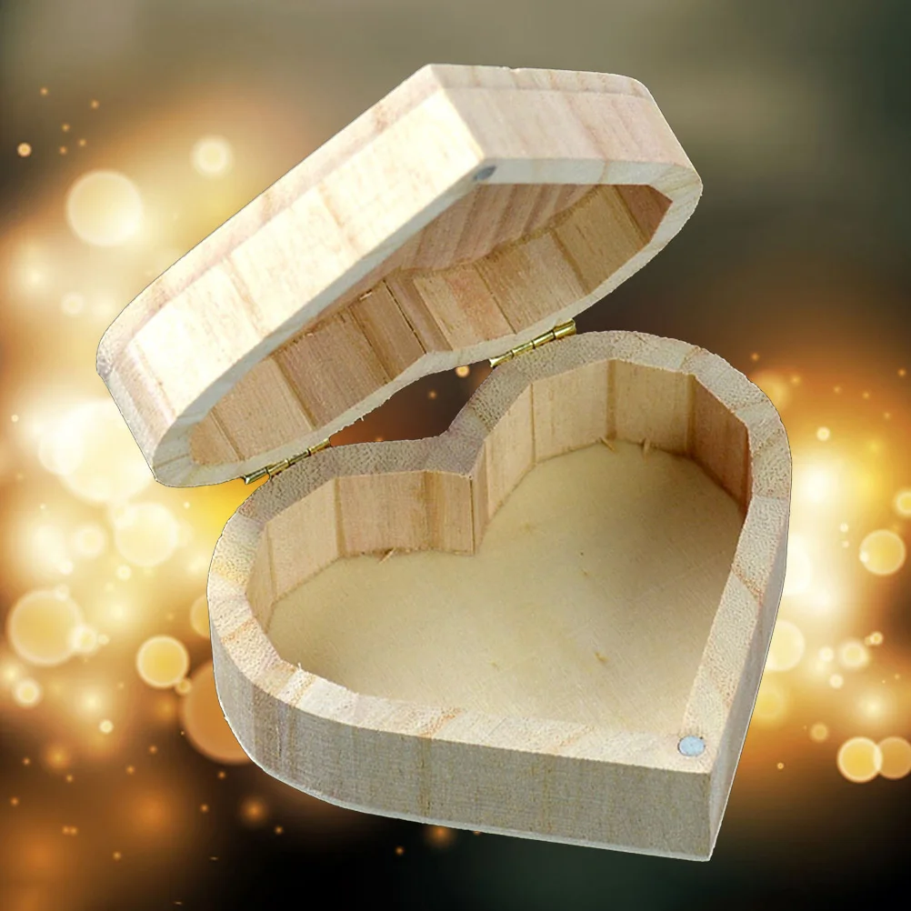 

Premium Wooden Heart Shaped Storage Box Delicate Jewelry Organizer Case Decor Gift Wood Storage Case Wood Box
