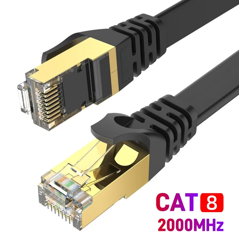 

CYANMI long Cat 8 Flat Cable 40Gbps SFTP RJ45 LAN Cable Network Internet Patch Cord for Modem Router Gaming PC PS4/5/6 Xbox