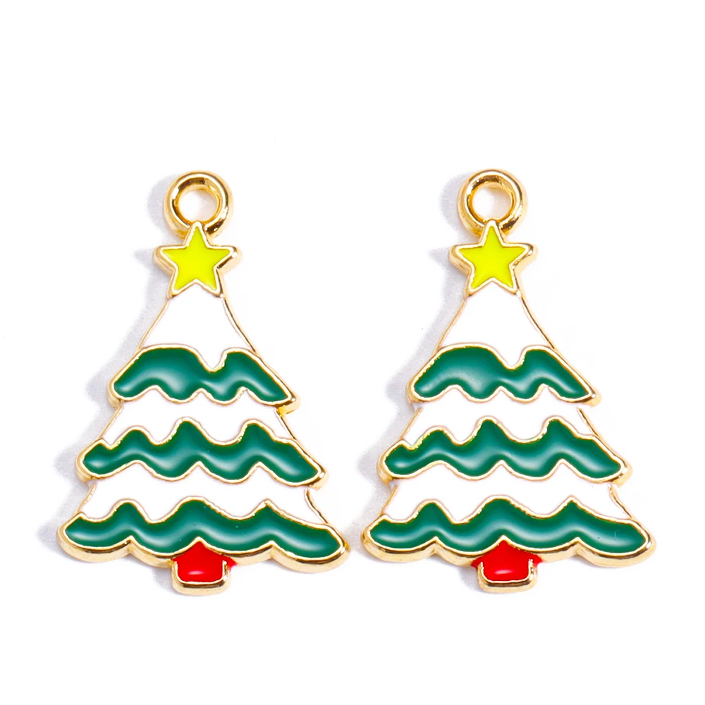 10 stücke Emaille Weihnachten Charms Weihnachten Elch Geschenk Schneemann Santa Claus Anhänger für DIY Halskette Ohrring Schmuck machen Accessoires – Detail 13