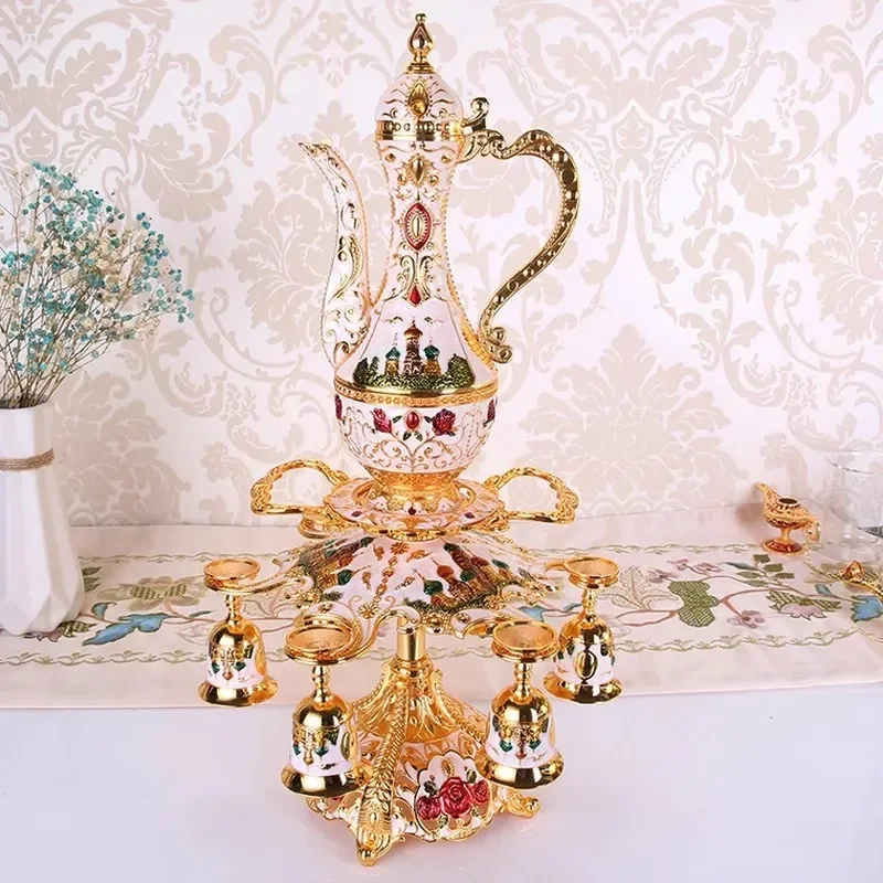 Luxury Sterling Silver Wine Bottle Holder Set European Style Home Decor Gift for Hotel Russian Market High End Tableware