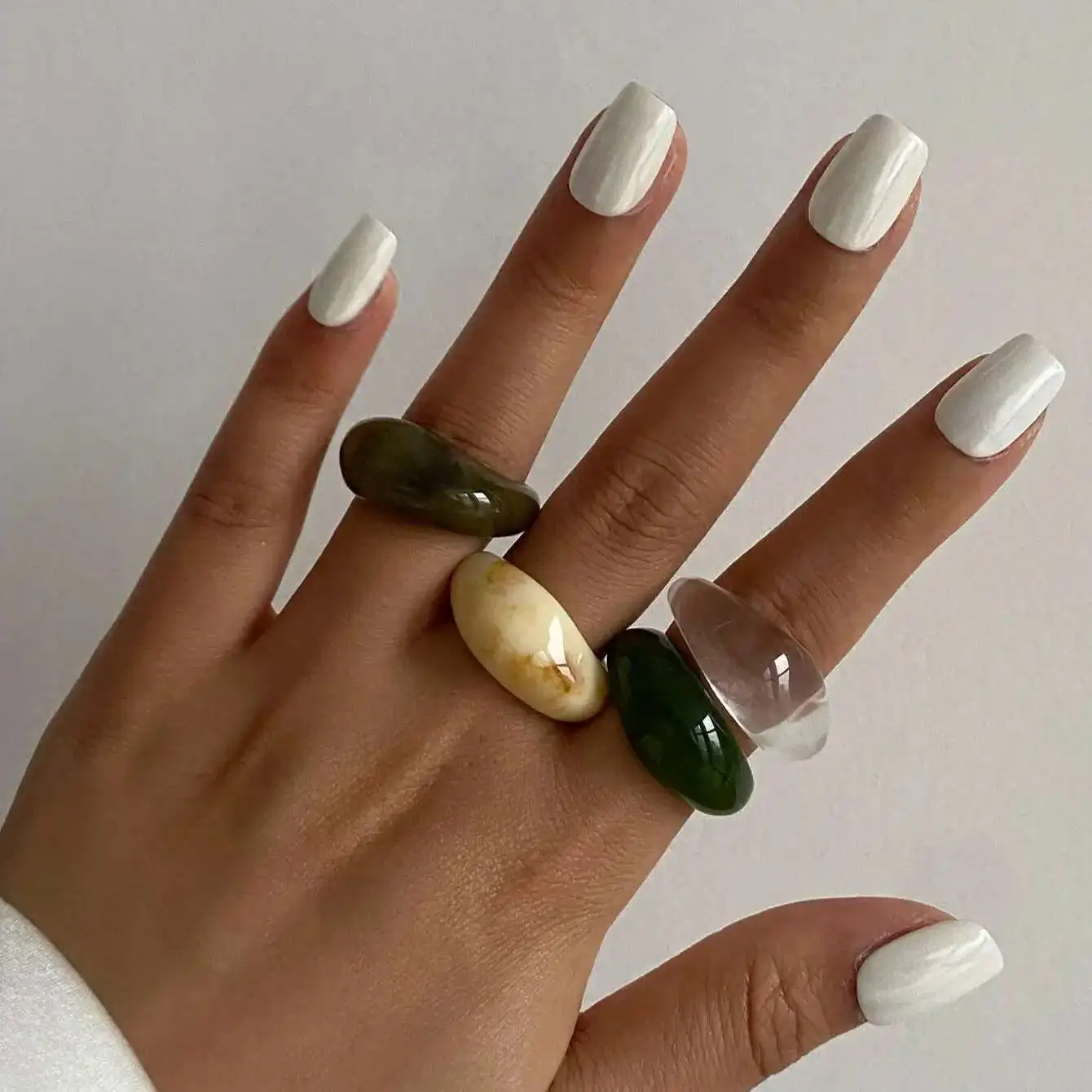 Ingemark Y2K بوهو السلس الراتنج خواتم الاصبع للنساء الاتجاه 2025 موضة جديدة بسيطة هندسية خواتم الجمالية اليومية مجوهرات هدية #3