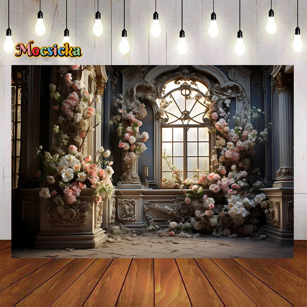 Fond de photographie de studio pour ALTERArt, photo rétro, fenêtre de palais, peinture à l'huile, décors de Bergame, nouveau-né, photozone d'enfant