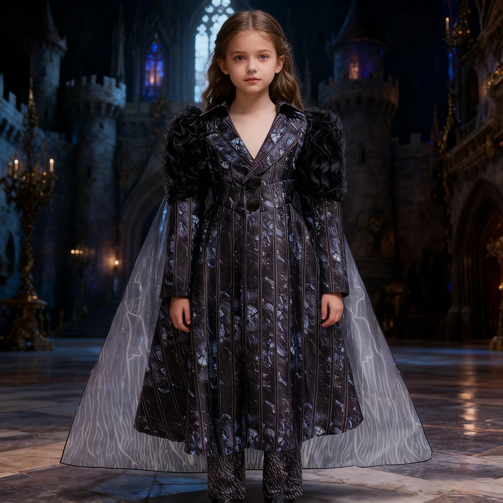 

Witch Elphaba Cosplay Costumes Black 3 Pieces Sets For Children Birthday Dress Up Disguise Party Dresses Girls Clothes Carnival