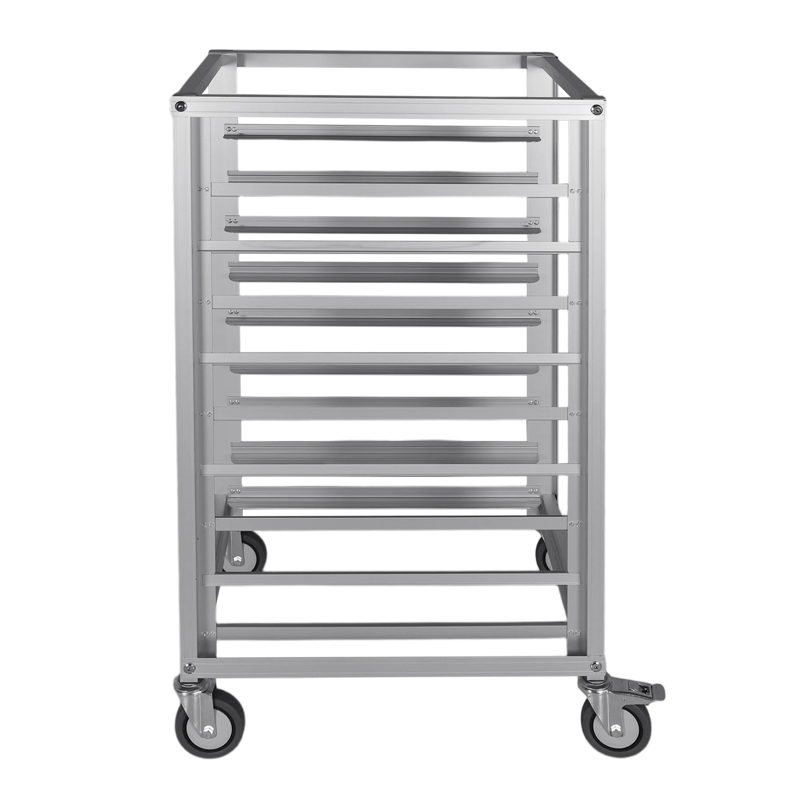 

9-ярусная алюминиевая тележка для выпечки с расстоянием между противнями 3 дюйма, на колесах, для коммерческого использования в ресторанах, столовых, пиццериях