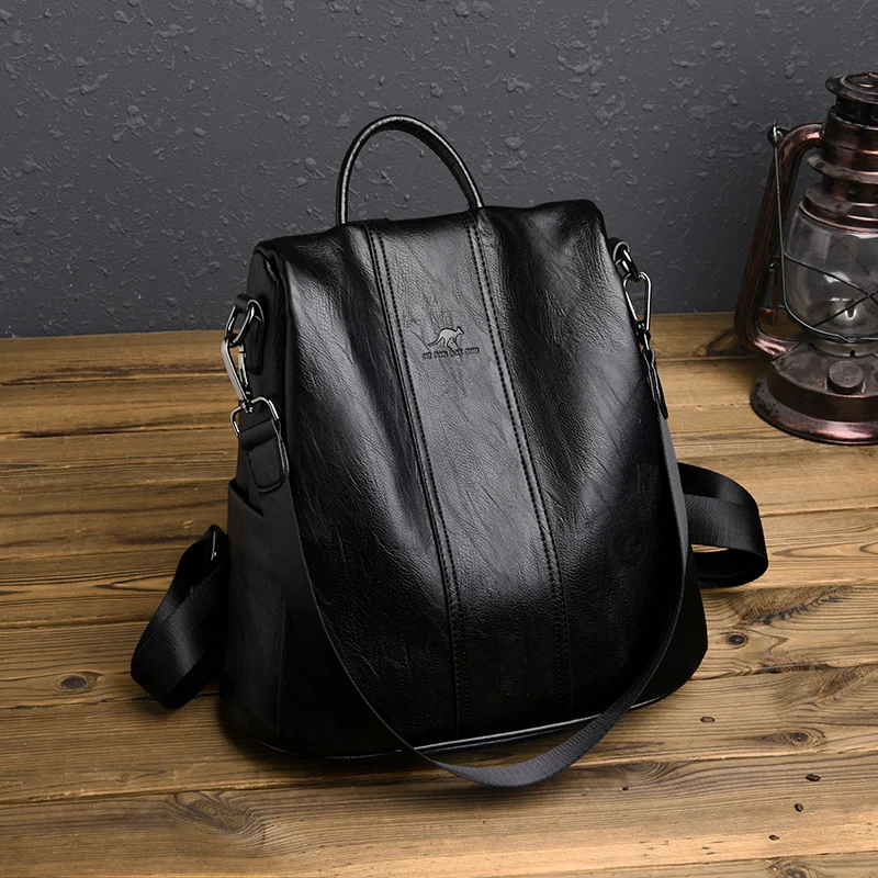 New PU Leather Backpack Fashion Women Backpack Luxury Designer Ladies Anti Theft Bookbag Large Capacity Travel SchoolBag Mochila