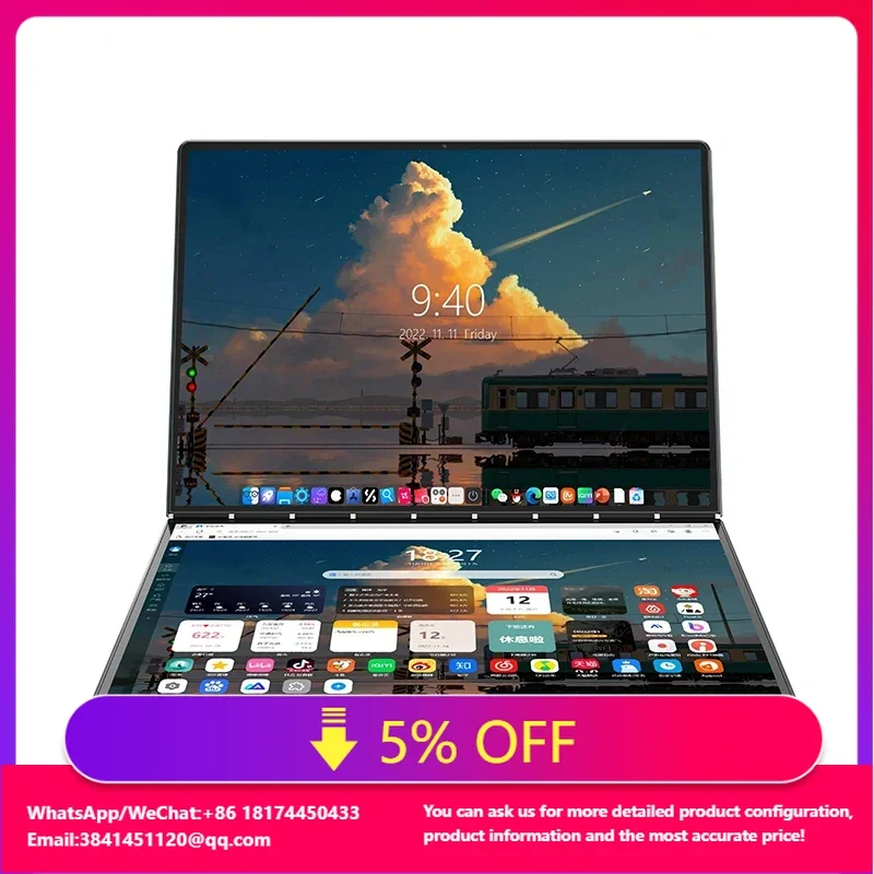 

2024 Newest Laptop 13.5 Inch N100 16Gb Ddr5 1920*1280 9000Mah Type-C Dual Touch Screen Business Office 2 In 1 Laptop