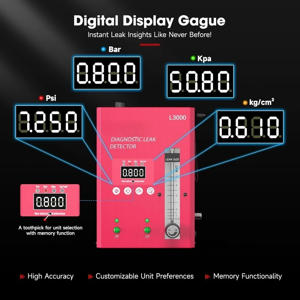 قم بترقية آلة دخان السيارات L3000 مع مضخة هواء مدمجة ومقياس الضغط الرقمي. جهاز اختبار تسرب آلة الدخان EVAP-جديد #5