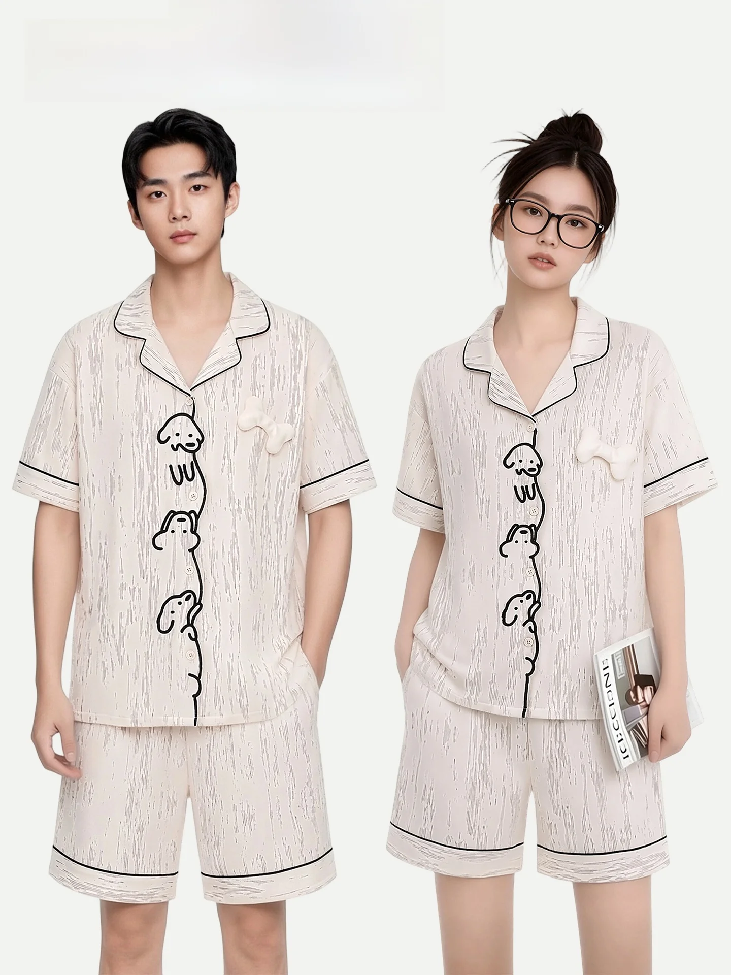 pigiama-da-coppia-pinkbread-climbing-dog-in-puro-cotone-a-maniche-corte-da-donna-abbigliamento-estivo-da-casa-e-per-esterni-con-stampa-cartoon