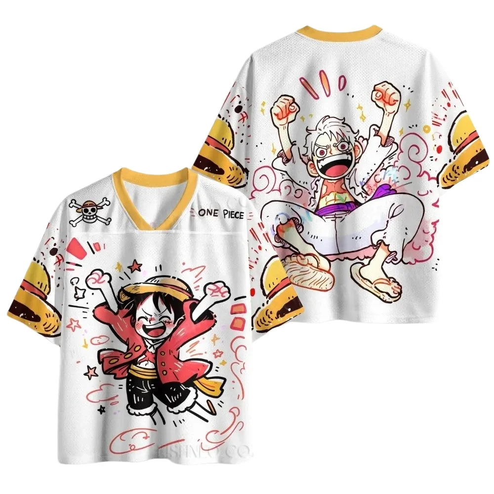 Bandai New Integrated Monkey D. Luffy&Gear 5 Anime Sports Shirt Outdoor Sports Training Clothing Breathable Leisure Ice Feel