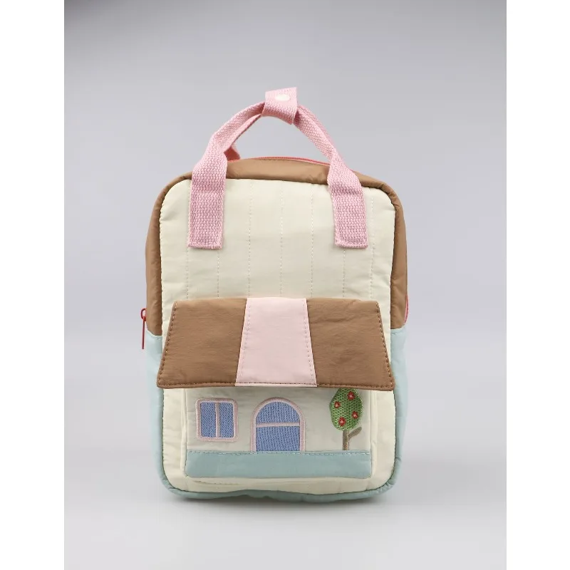 Tree House Embroidered Parent-Child Outing Patchwork Color-Block Backpack for Boys and Girls, Korean-Style Lightweight Handbag image 5
