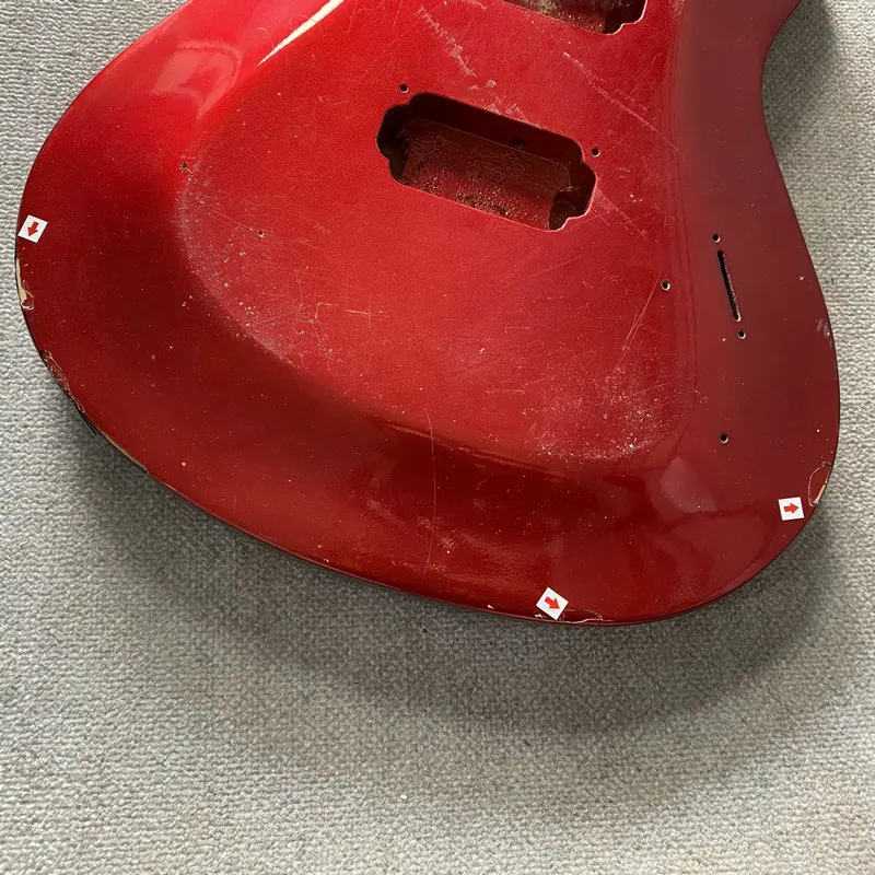 HB038 Metallic Red Color Paints and Wood Damages Unfinished Guitar Body Right Hand for Custom Order Replace and DIY Use