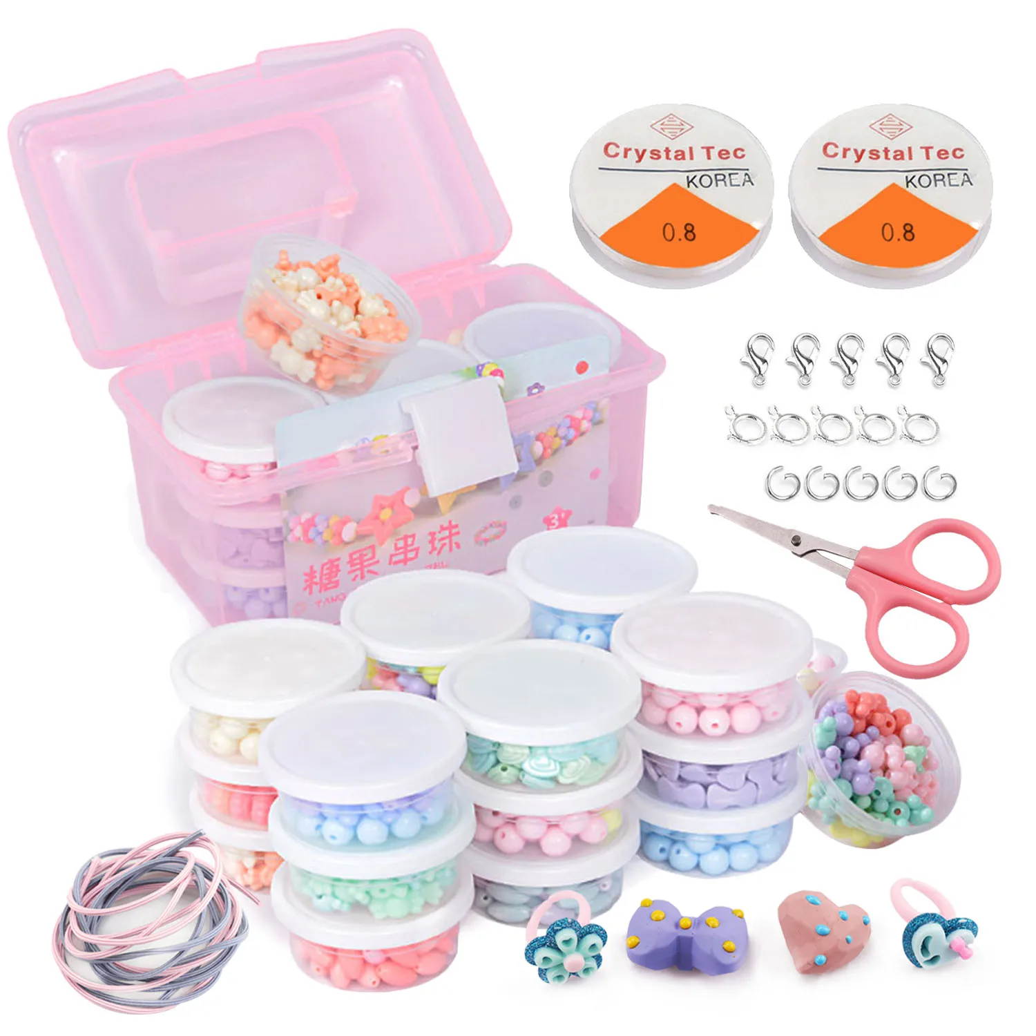 12 Styles DIY Acrylic Beads Kit Jewelry Bracelet Necklace Making Toy Set for Kids Girls Birthday Christmas Party Gift