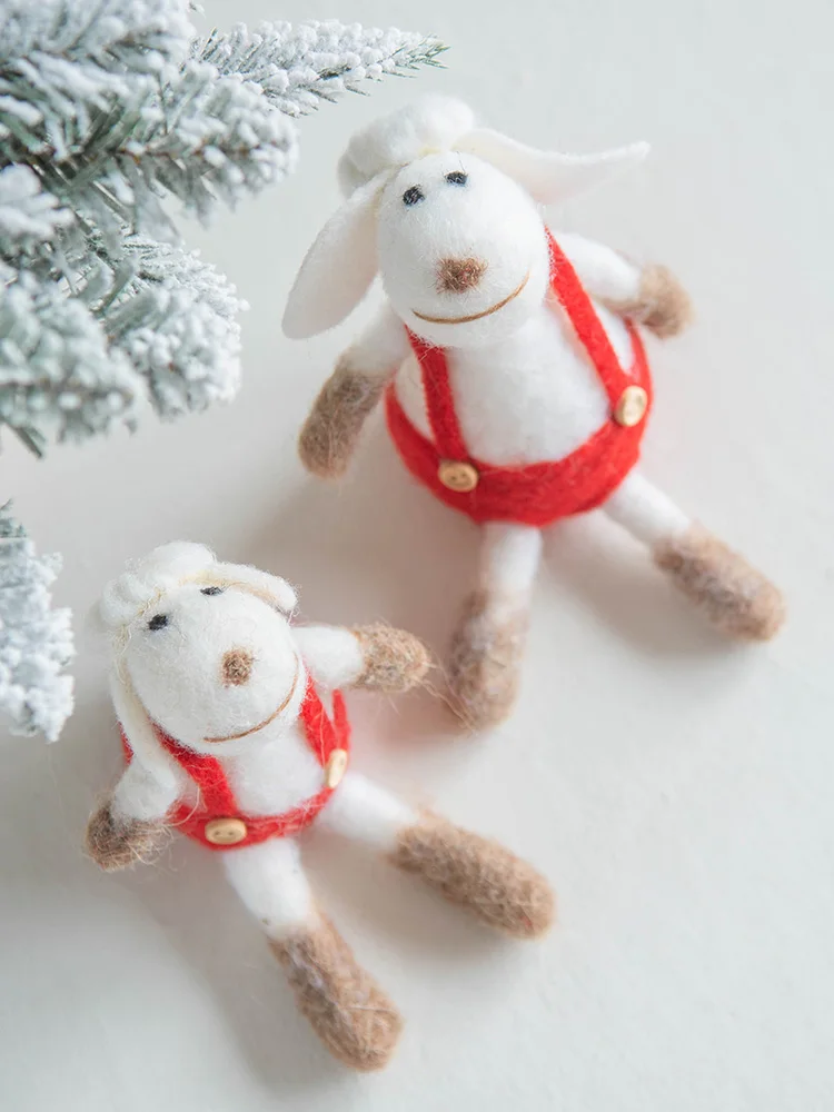 Christmas wool felt reindeer snowman figurine desktop ornament