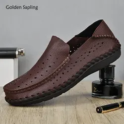 Golden Sapling Business Men Loafers Summer Men's Casual Shoes Genuine Leather Party Flats Leisure Formal Moccasins Male Loafer