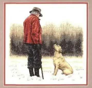 Top Quality Gold Collection Lovely Counted Cross Stitch Kit Man's Best Friend Friends Old Man and Dog Puppy Doggy dim 35169