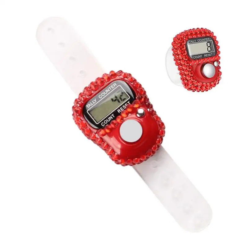Finger Tally Counter LCD Display Counting Clicker Manual Lap Record Ring Resettable Number Tracking Ring