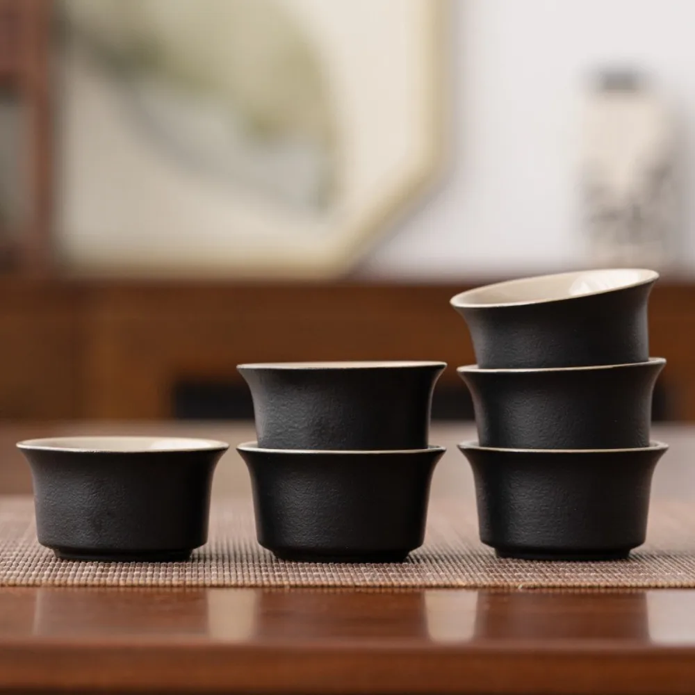 

6PCS Tea Items Retro Tea Cup Heat-resistant Black Tea Bowl Chinese Handmade Single Cup Office