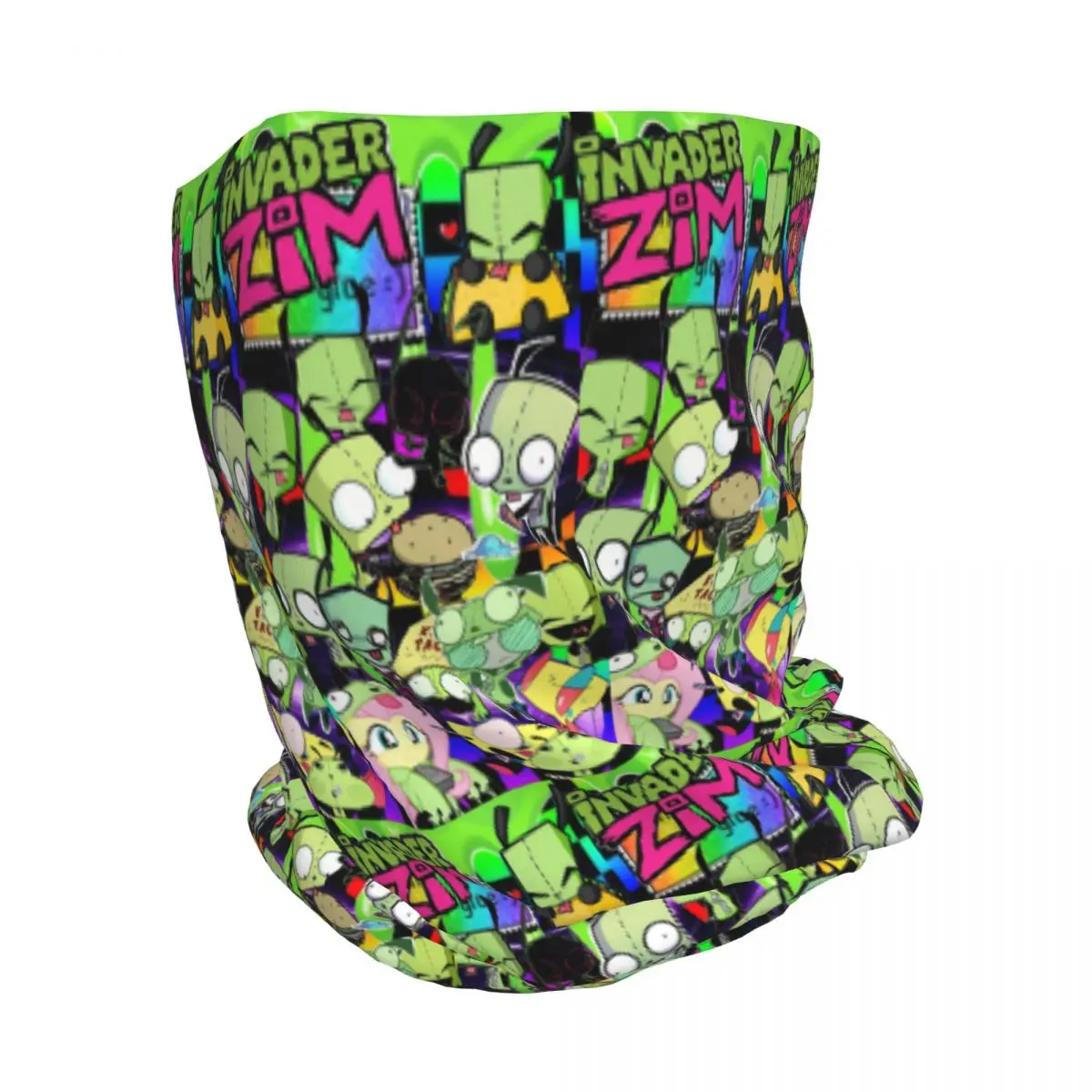 Invaders Zims Anime Cartoon Alien Bandana Neck Gaiter Mask Scarf Warm Cycling Scarf Beanies Hat Unisex Adult All Season