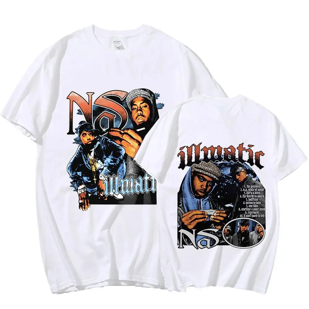 Rapper Nas Illmatic Graphic T Shirt Men\'s Fashion Vintage T-shirt Casual 100% Cotton Short Sleeve T-shirts Hip Hop Streetwear