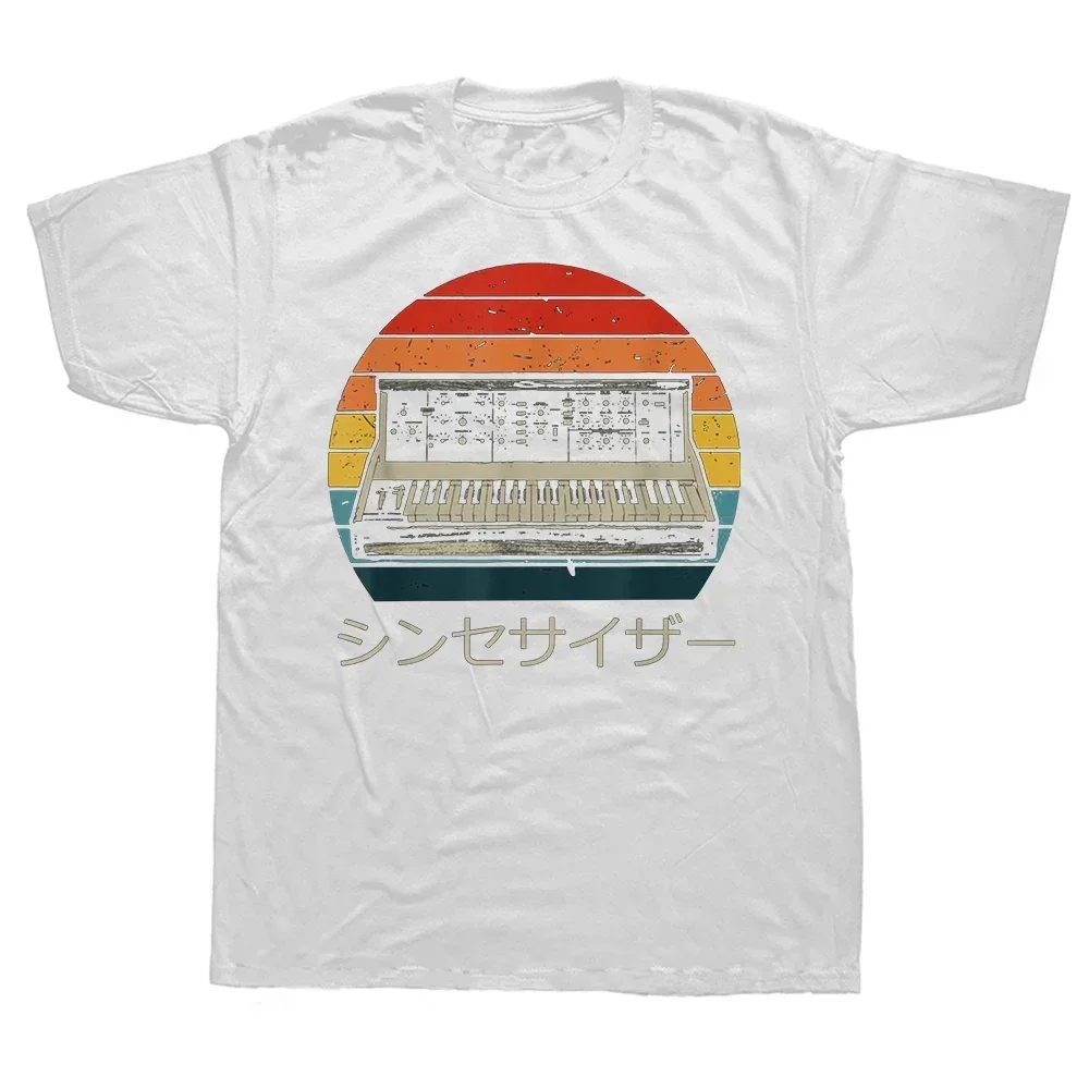 Camiseta de algodón Vintage para Dj, ropa de calle Retro, analógica japonesa, sintetizador de música electrónica, máquina de tambor, moda