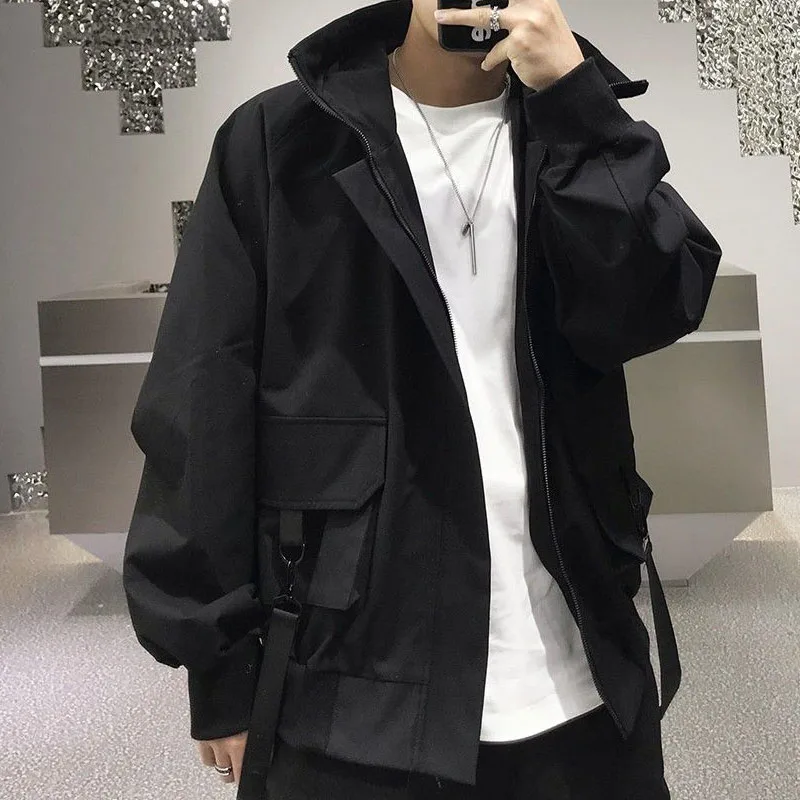 Hip Hop  Women and Men Jacket Streetwear  Style  Hooded Autumn Spring Coat Gothic Clothes Techwear