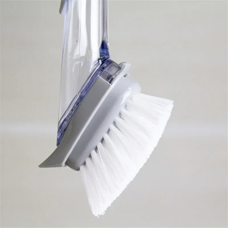 2 in 1 Kitchen Cleaning Brush Sponge Automatic Liquid Dispenser Long Handle Dishwashing Sponge Cleaner Household Cleaning Tools