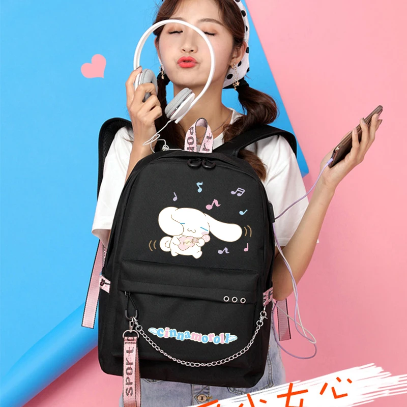 MINISO  Kawaii Sanrio Cinnamoroll Student Schoolbag Girl Boy Cartoon Backpacks for  Toy My Melody Kuromi Back To School Backpack