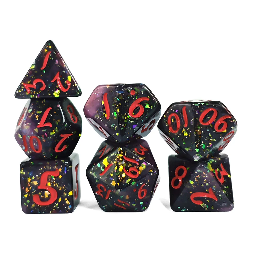 7 قطعة/مجموعة النرد بريق مجموعة النرد ألعاب الطاولة اللعب DND TRPG RPG ألعاب النرد لتزيين المنزل الاطفال اللعب لعب الأدوار ألعاب النرد مجموعة