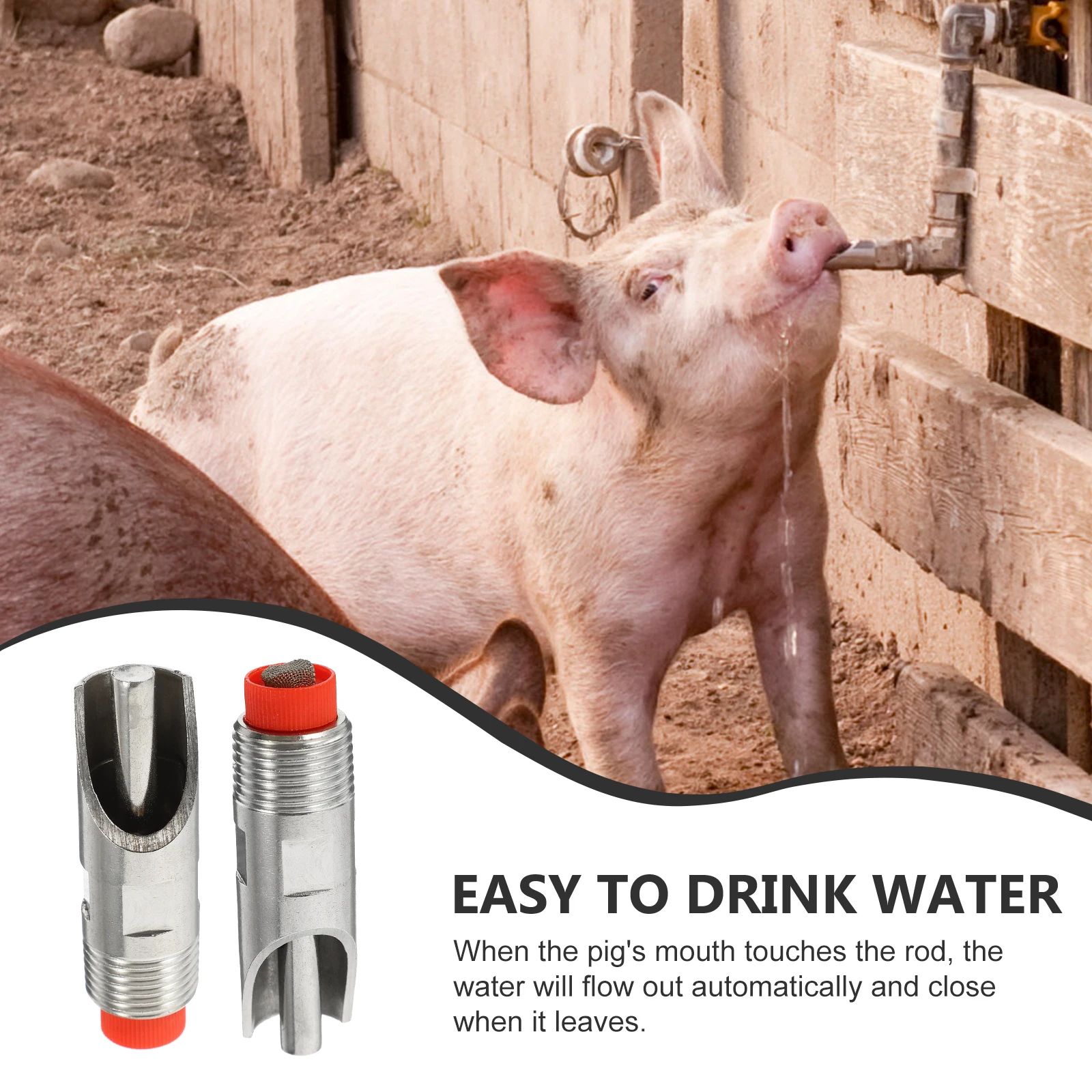 

10 Pcs Automatic Pig Waterer Drinking Cattle Poultry Tool Mouth Nozzle Chicken Feeder for Goats 304 Stainless Steel Grassland