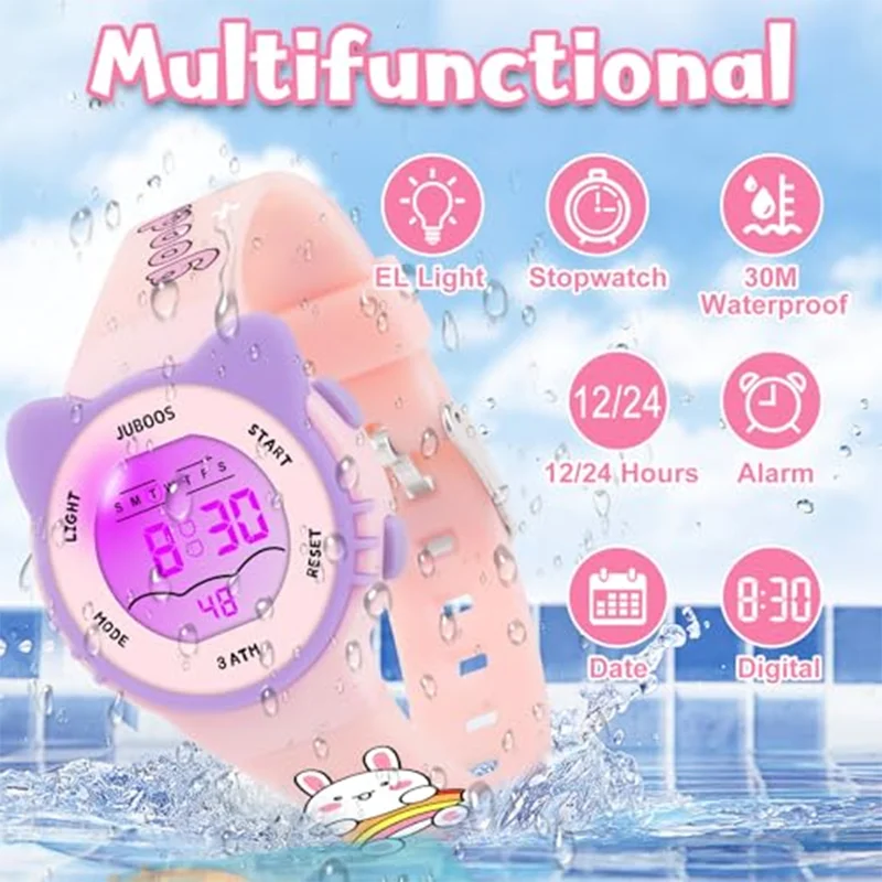Socico Kids Waterproof Watch 7 Color Light Alarm Alarm & Stopwatch, Great Presents for Ages 5-13 view 3