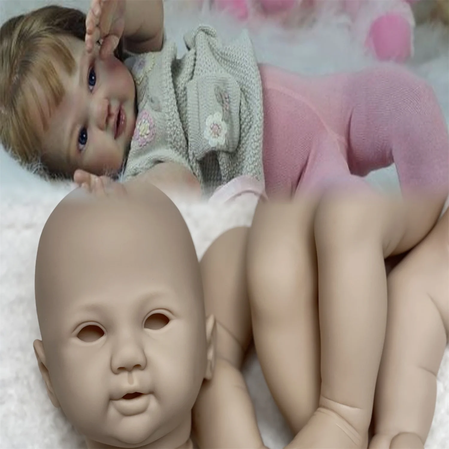 

24Inch Unassembled Romee Reborn Doll Kits Unpainted DIY Bebe Reborn Kits Handmade Lifelike Realistic Reborn Toddler Doll