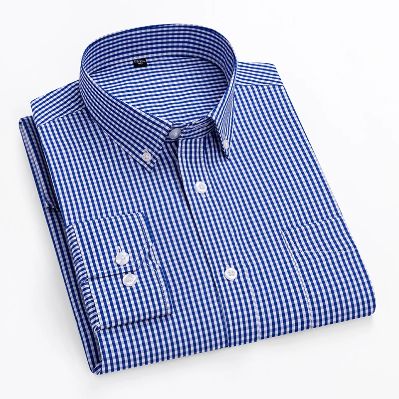 Men High Quality Long Sleeve Plaid Shirts Spring Autumn Lightweight Loose Casual Shirts Man Fashion Versatile Thin Lapel Shirt