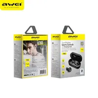 Awei-T16 TWS Bluetooth Earphones Earbuds with Mic Wireless In-ear 6D HiFI Bass Stereo Sound Headset HiFi Music Sports Earphone