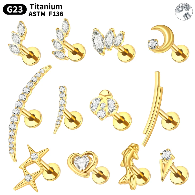 Moon Cartilage Flat Back Stud