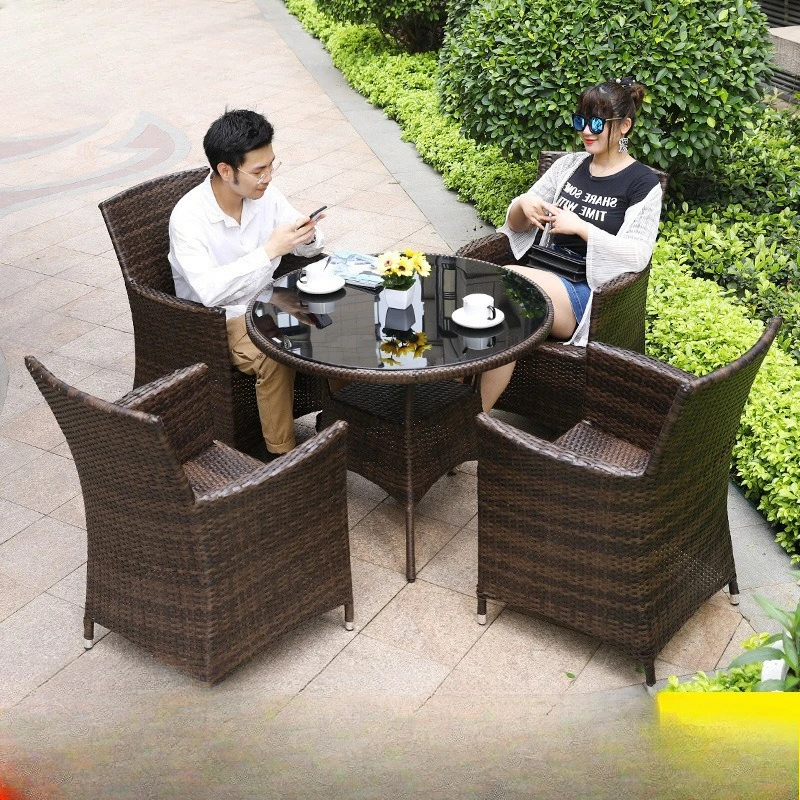 

Outdoor rattan chair five-piece combination casual simple balcony table and chair three-piece outdoor courtyard rattan table