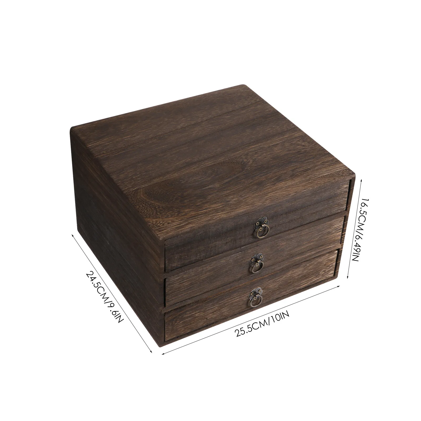 1Pcs Wooden Desktop Drawer Box Solid Wood Retro Style Desk Organizer with Pull Ring for Table Clutter Control and Elegant Room