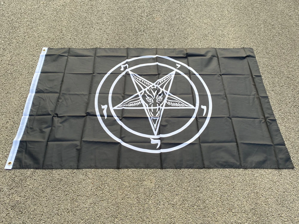 90X150CM Roman Catholic Church knights Templar Pentagram Baphomet Flag of Satan