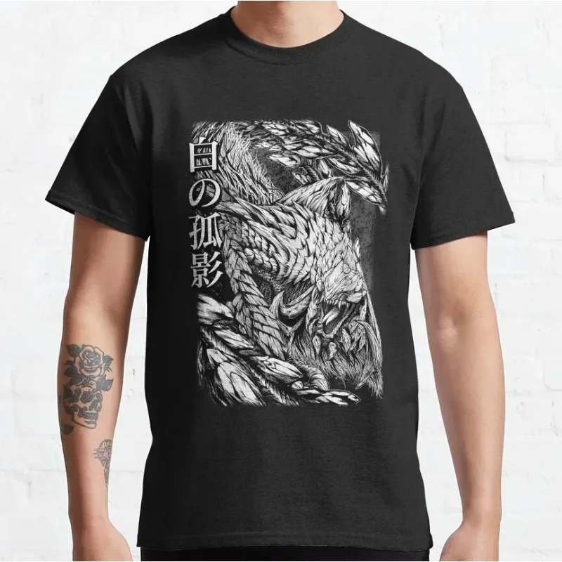 Arkveld Ink Drawing Monster Hunter Wilds Video Games Printed T Shirt for Men 100% Cotton Large Size Adult Tops Vintage T Shirt