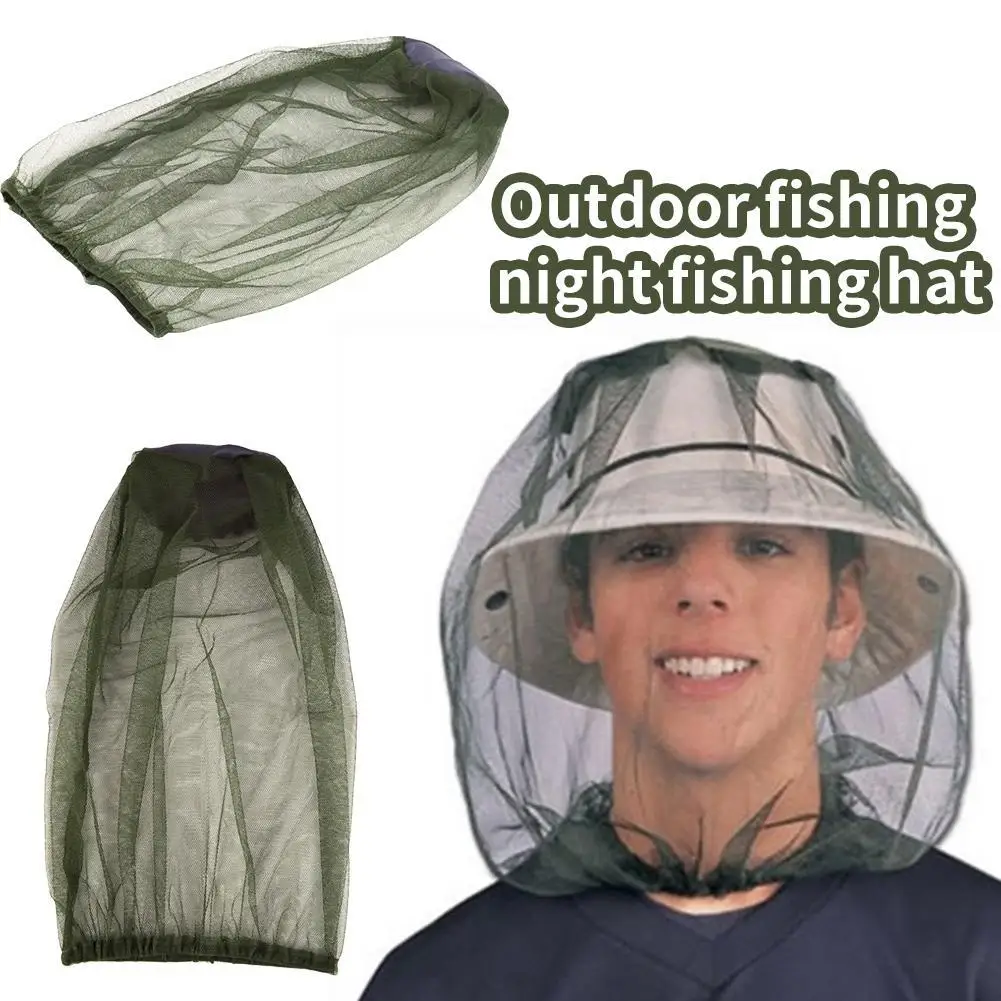 Nylon Fishing Anti-mosquito Hat Net Outdoor Head Face Hat Net Cover Breathable Anti-bee Men Insect Bite Proof Fishing Mask