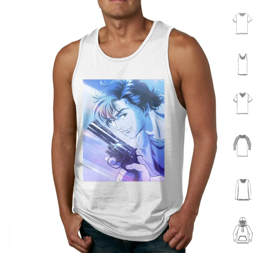 City Hunter Private Eyes-Ryo Saeba Tank Tops Vest Sleeveless City Hunter Nicky Larson Ryo Saeba 357 Film Mangas Anime